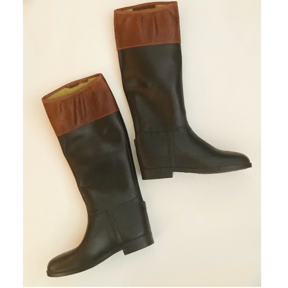 Tory Burch- Diana riding rain Boots with leather top- size 8 -  Like new. - Picture 7 of 10